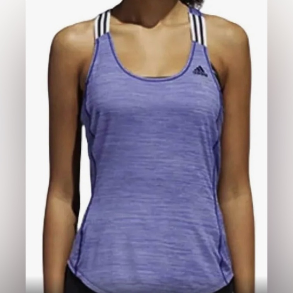 adidas Purple Heathered Racerback Tank with Striped Straps